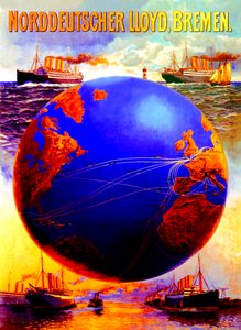 Pohjois-Saksan Lloyd-linjaa mainostava juliste, 1907